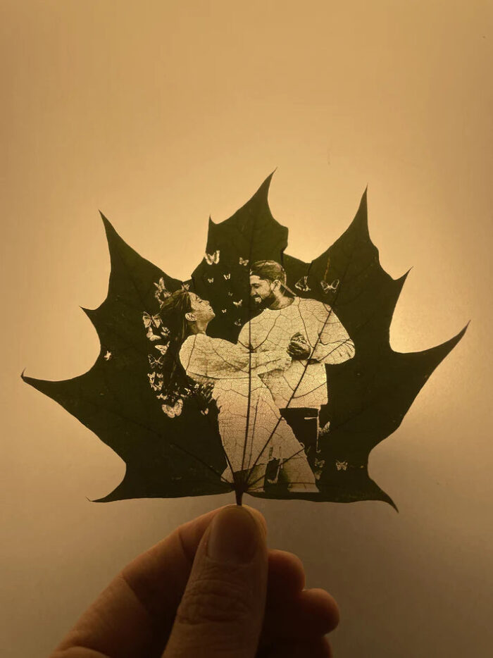 Leaf Engraving ( With Wooden Frame) - Image 2