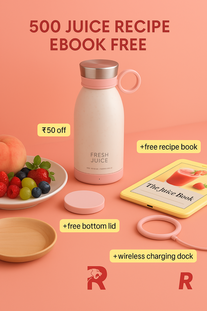Portable Juicer Blender with Wireless Charging + (500 Juice Recipe E BOOK FREE)